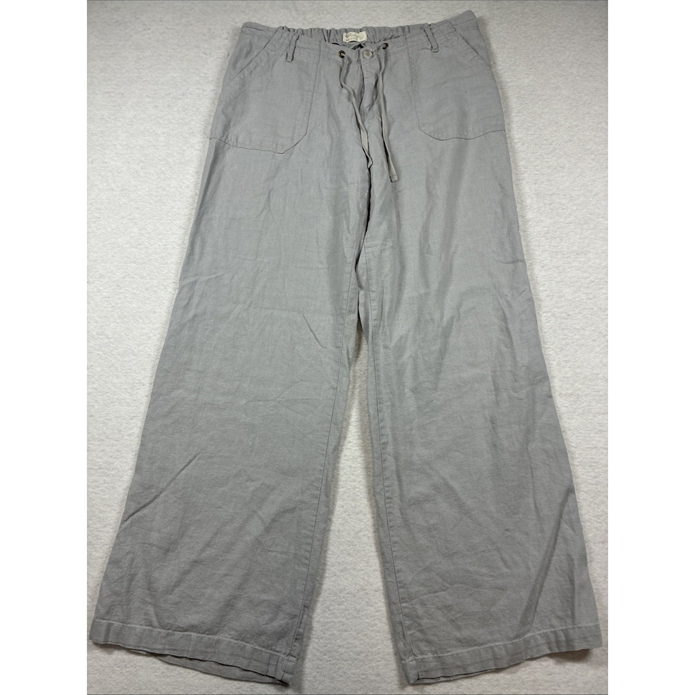 Just Living Wide Leg Beachy Pants Womens Large Minimalist Coastal Linen Blend